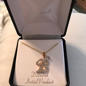 Diamond initial B necklace